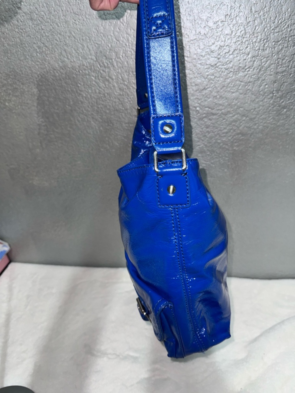 Patent Leather Shoulder Bag in Cobalt Blue - Picture 13 of 17